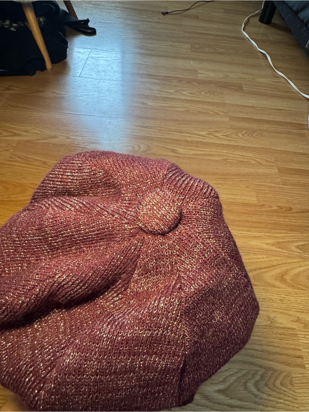 Knit Newsboy Cap in Sparkling Plum - Picture 4 of 5